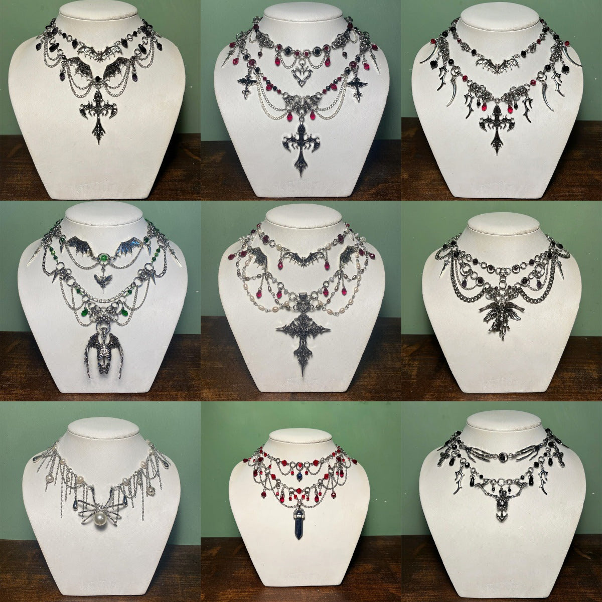 Collar de cruz gótica oscura geométrica con colgante y cadena de metal electrochapado para mujer
