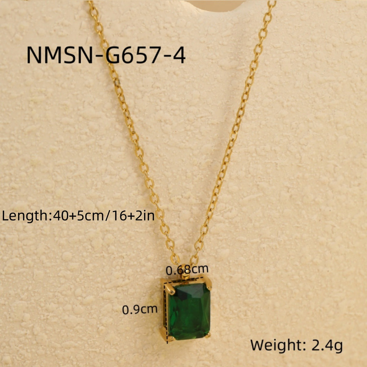 Minimalist Square Zirconia Pendant Necklace in Stainless Steel with Plated Finish for Women