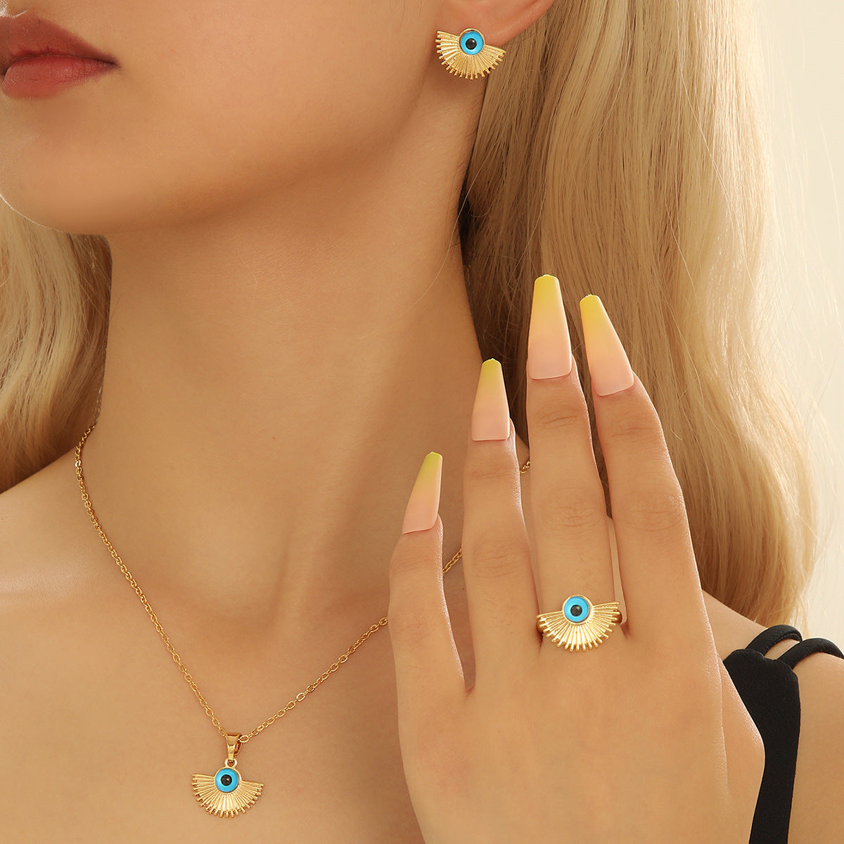 Collar con Colgante de Mal de Ojo de Hip-Hop Retro con Acabado Esmaltado, Joyería de Aleación para Mujer