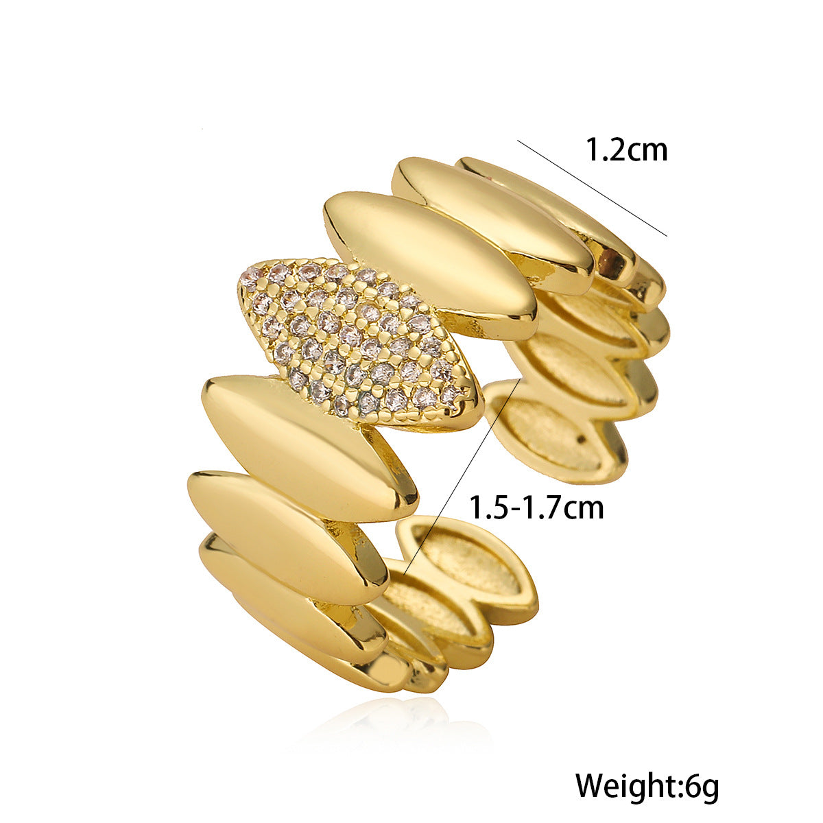 Minimalist Luxe Geometric Ring for Women Made of Copper with 18K Gold Plating and Micro-Pavé Zirconia