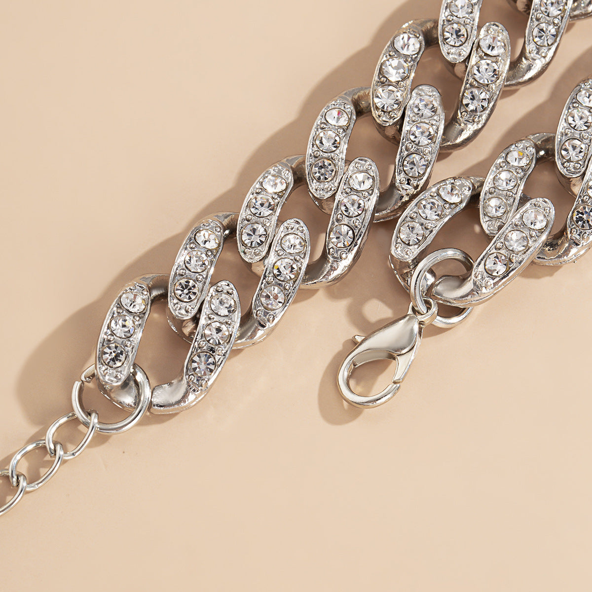 Set di bracciali cubani in lega, stile Punk scuro e geometrico, con intarsi in strass, da donna, gioielli da mano impilabili a maglie cave
