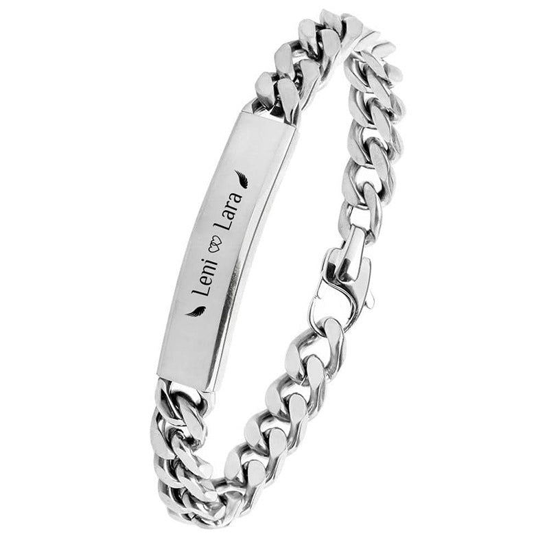 Pulsera de Acero Inoxidable con Letra Geométrica Minimalista para Hombre con Baño de Oro al Vacío de 18K