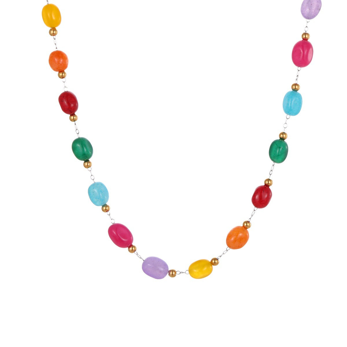 Elegante collar de acero inoxidable chapado en oro de 18 quilates con colgante geométrico para mujer