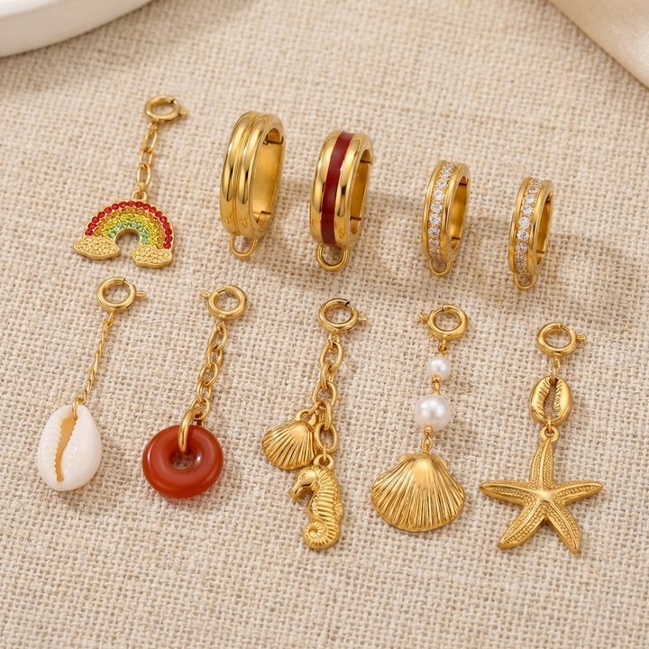 18K Gold Plated Stainless Steel Titanium Steel Bikini Charm Bar Connector