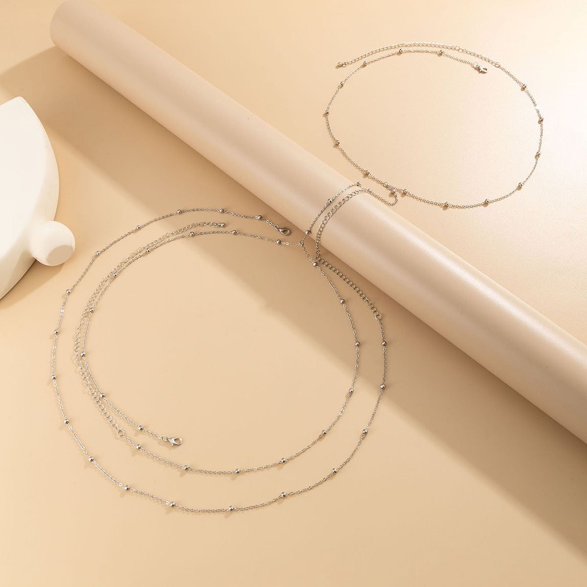Sexy Streetwear Polished Brass Ball Chain Body Chain with Tassel