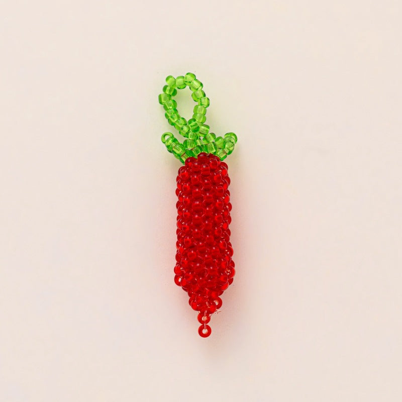 Minimalist Alloy Plated Heart Teardrop Charm Bar Bag Pendant Keychain with Fruit Elements