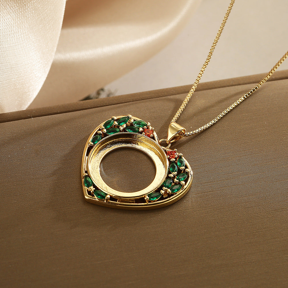 Minimalist Heart-Shaped Copper Pendant Necklace for Women with Zircon Accents, Delicate Clavicle Chain