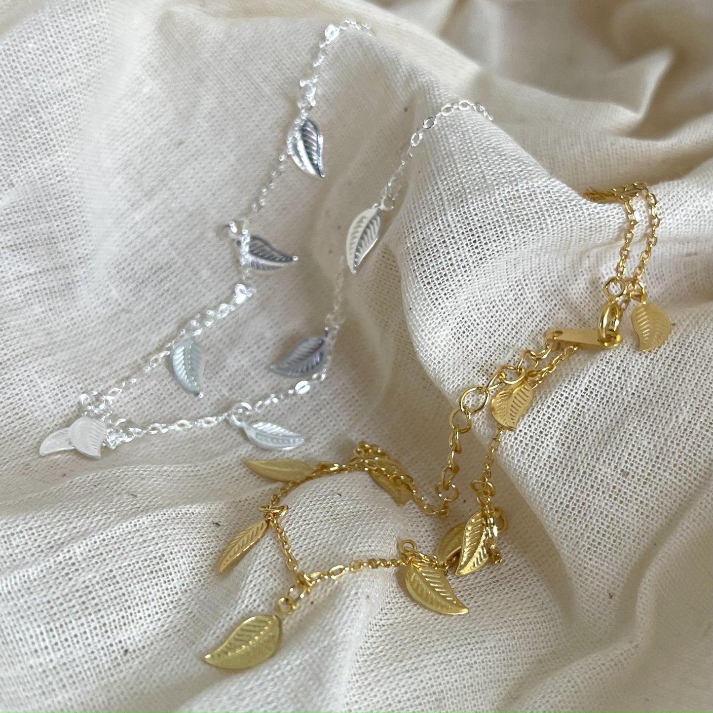 Minimalist 925 Sterling Silver Leaf Star Anklet for Women