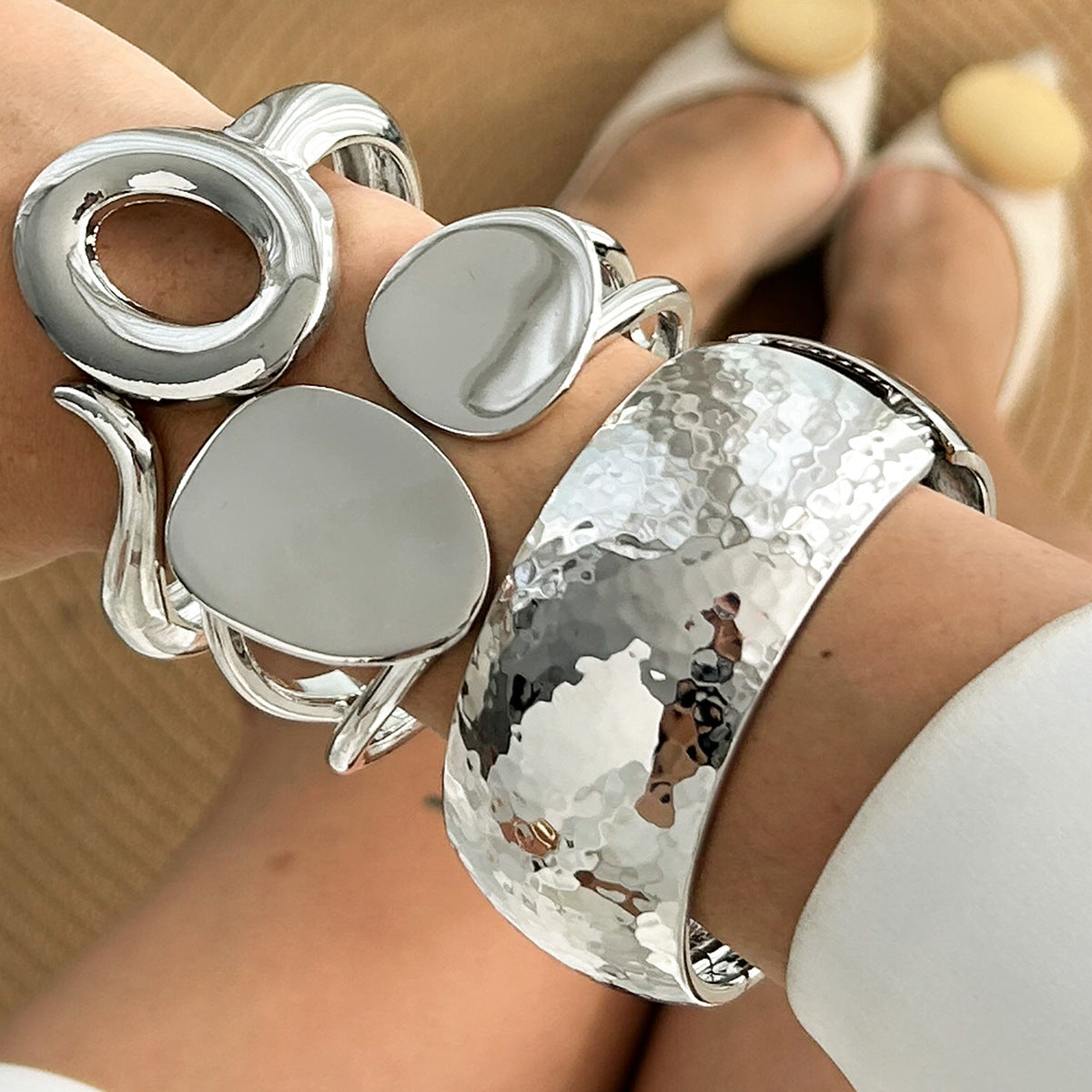 Asymmetric Teardrop Plated Zinc Alloy Bracelet Set