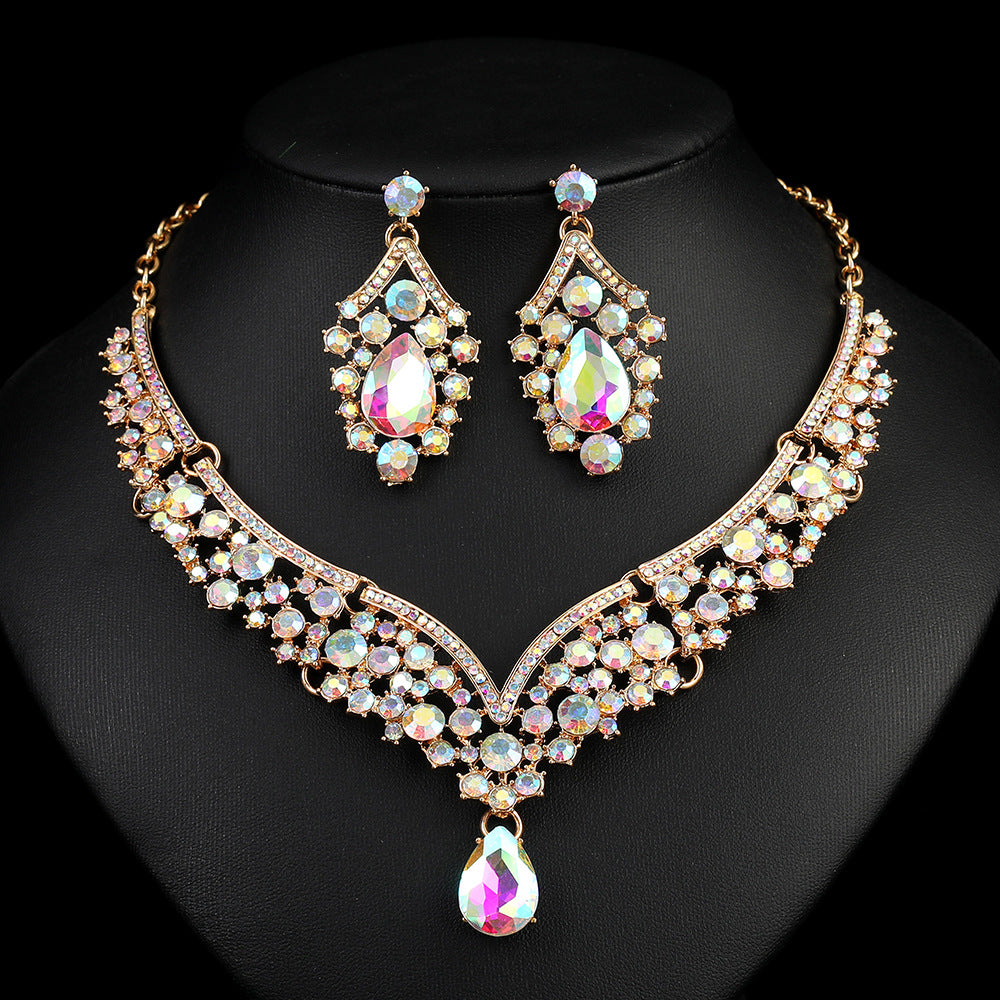 Conjunto de collar y pendientes de aleación con diseño floral de estilo vintage para mujer, con acabado galvanizado, collar de cadena tipo O a juego con pendientes