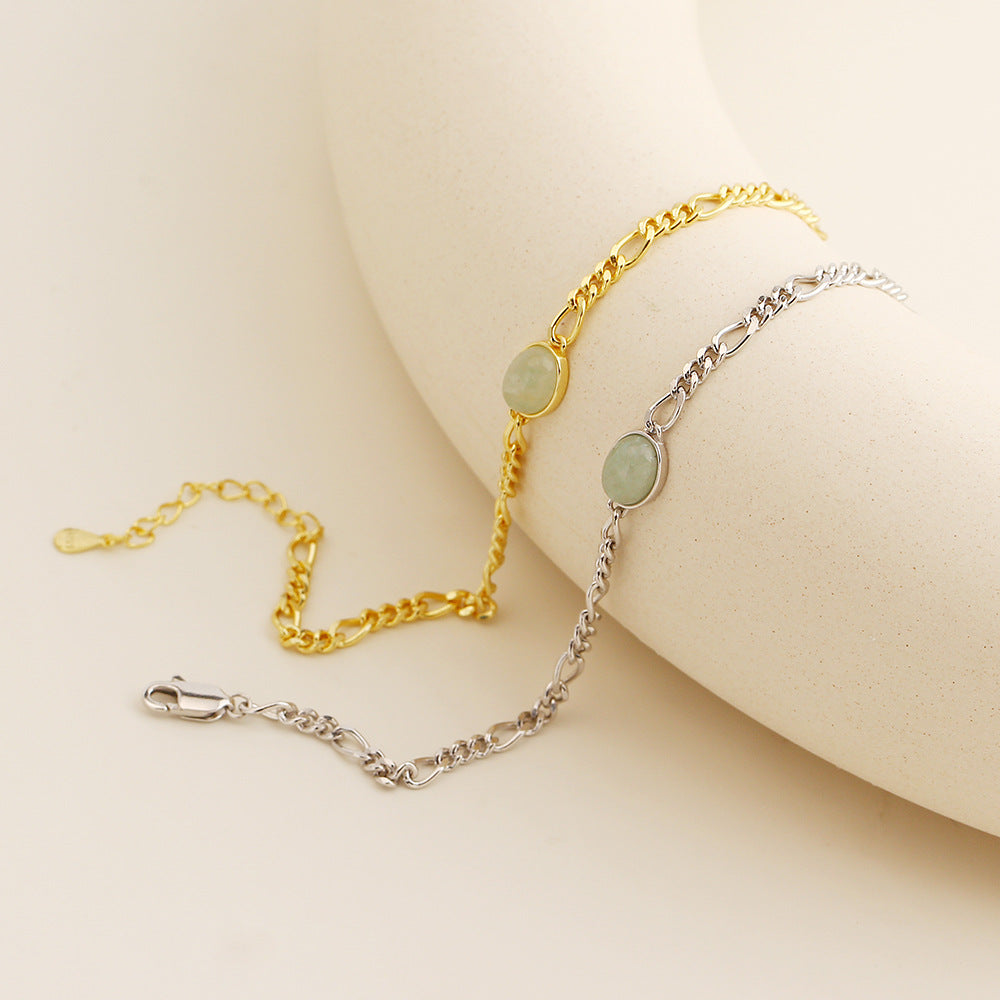 Elegante bracciale da donna placcato in agata ovale geometrica in argento sterling 925