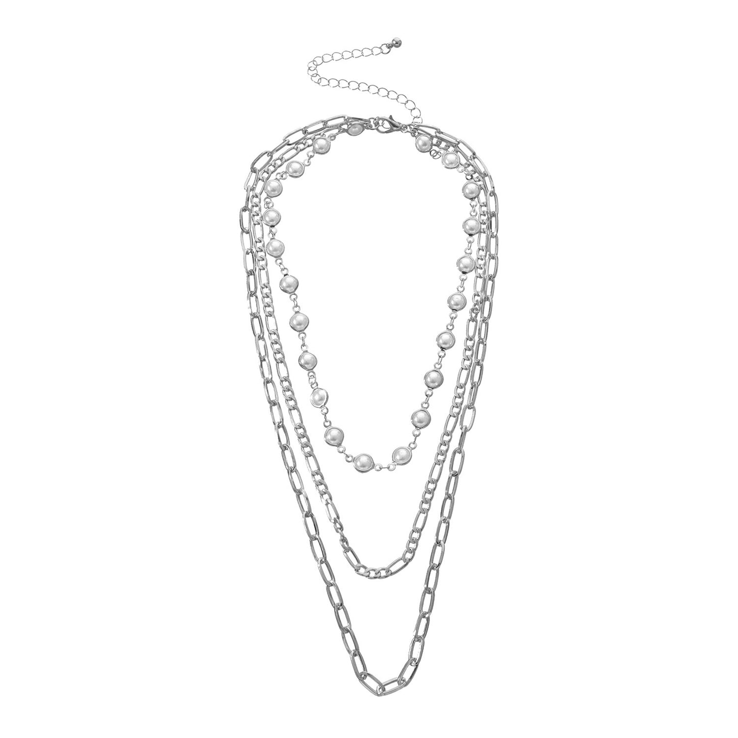 Minimalist Pearl Pendant Necklace for Women with Alloy Chain and Plated Finish Multi-Layer Fashion Jewelry
