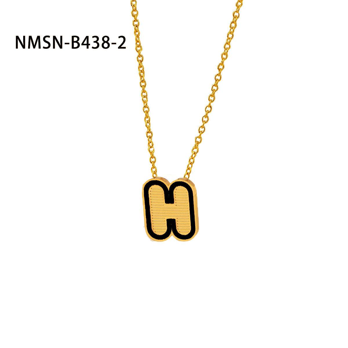 Collana con pendente a forma di lettera minimalista in acciaio inossidabile placcato oro 18 carati e dettagli in smalto da donna