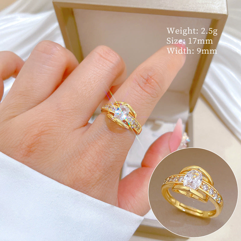 Minimalist Sweet Gold Plated Crown Ring Adjustable Brass Jewelry for Women and Couples