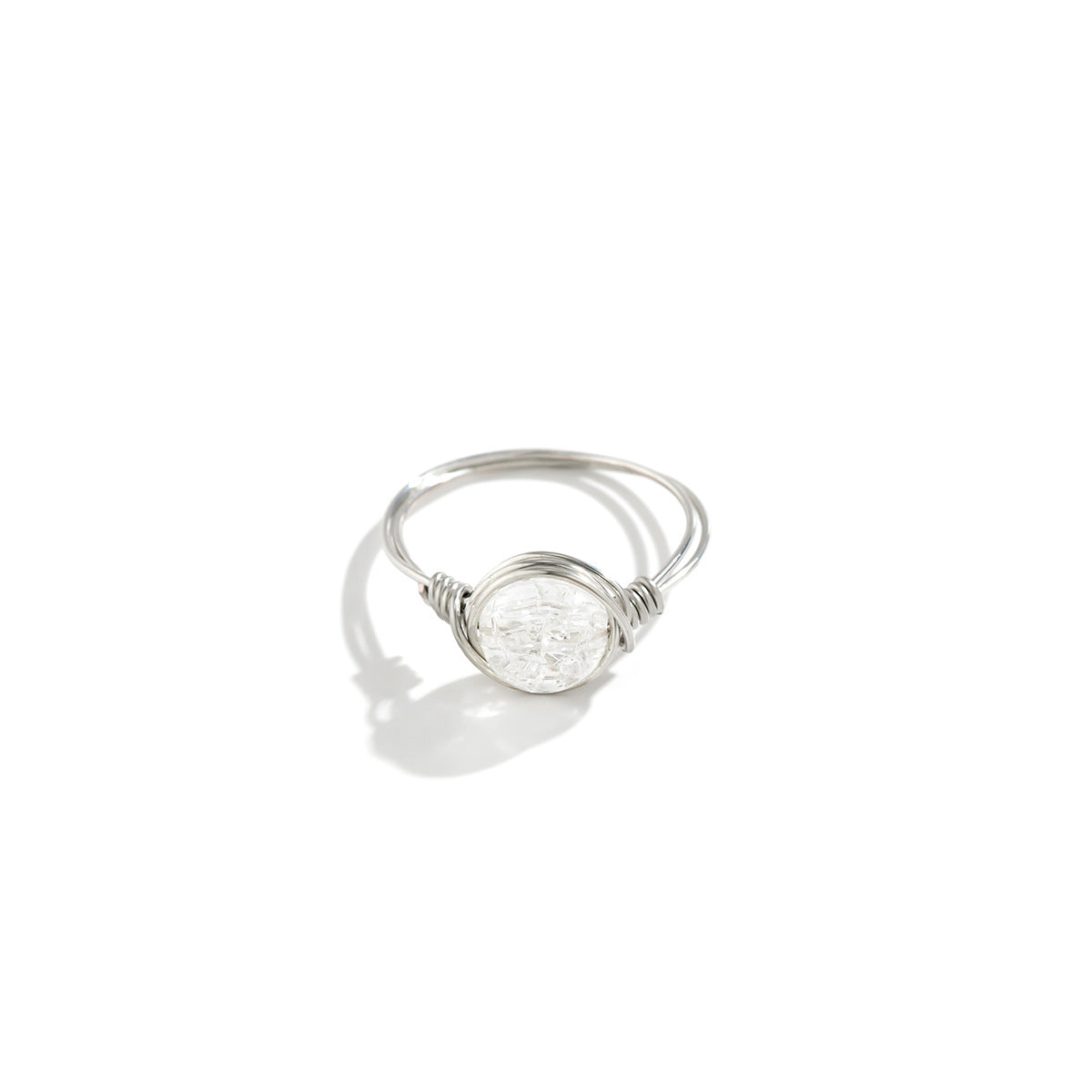 Anello da donna in rame stile rustico minimalista con perline geometriche circolari