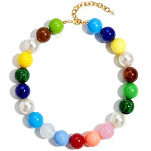 Casual Round Acrylic Bead Necklace Polished Ball Chain Women's Fashion Choker