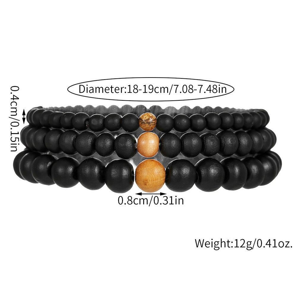 Minimalist Vintage Round Wood Beaded Stretch Bracelet