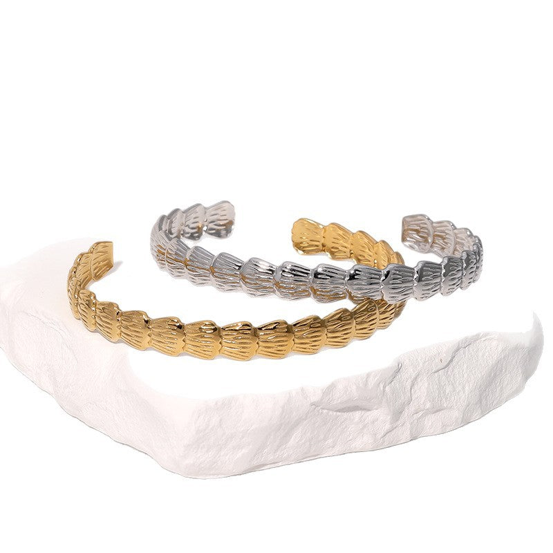 Minimalist 18K Gold Plated Stainless Steel Bracelet for Women