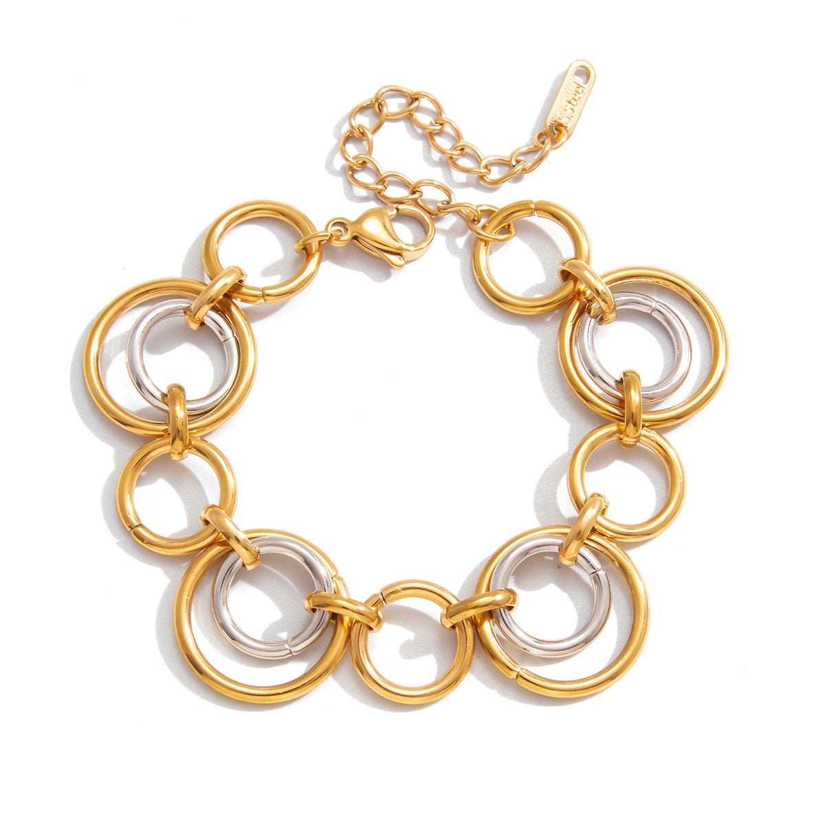 Bracciale di lusso geometrico bicolore in acciaio inossidabile placcato oro 18 carati da donna