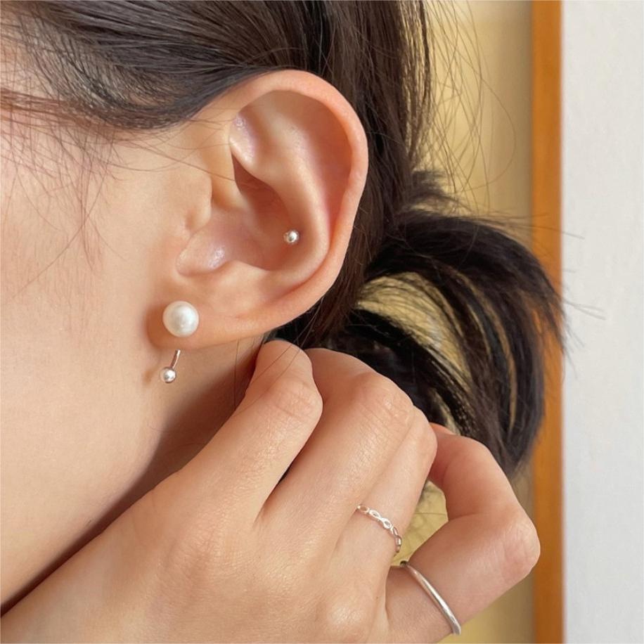 Minimalist Geometric Letter Shape 925 Sterling Silver Stud Earrings for Women