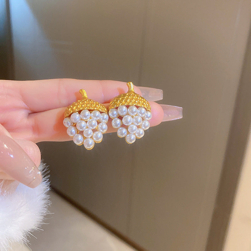Vintage Pearl Drop Earrings with Gold Plating Stainless Steel Posts for Women