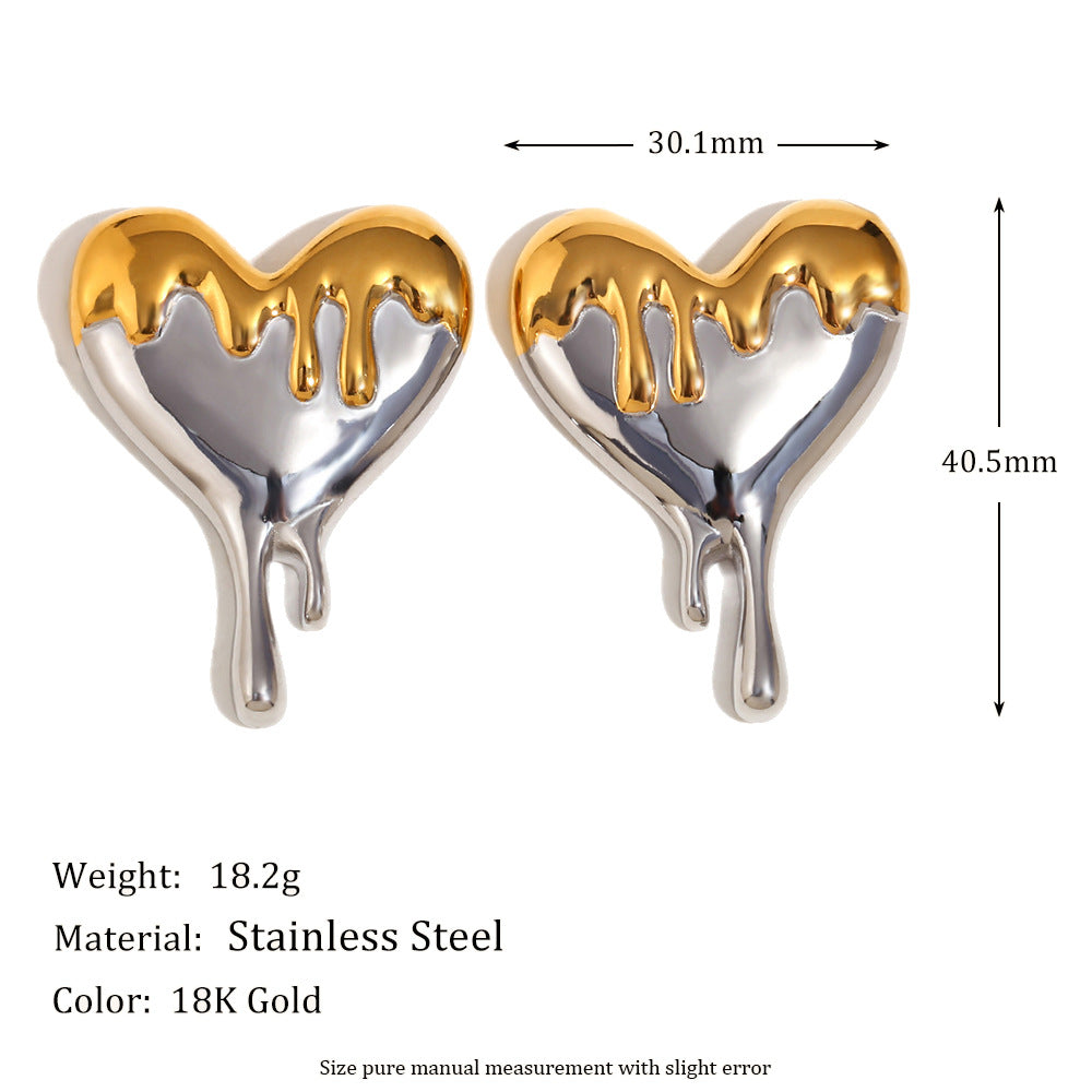 Orecchini da donna minimalisti in acciaio inossidabile a forma di cuore con placcatura in oro 18 carati
