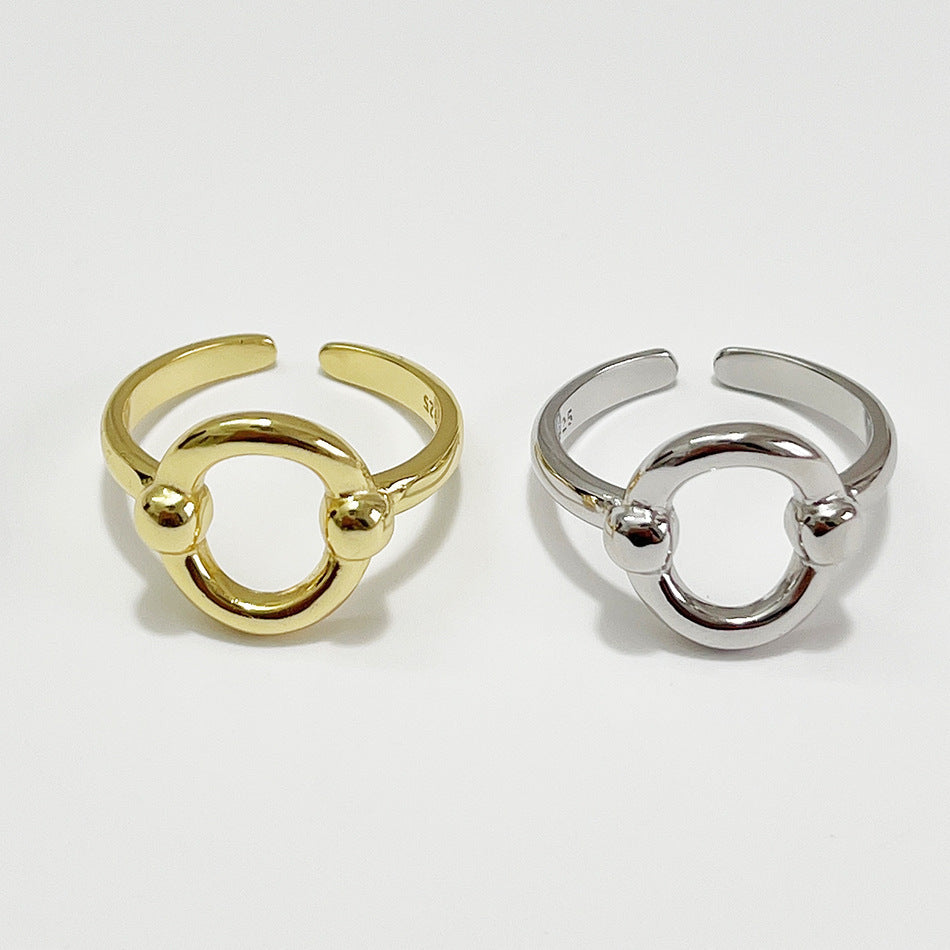 Anello Ovale Geometrico Minimalista in Argento Sterling 925 Placcato Oro