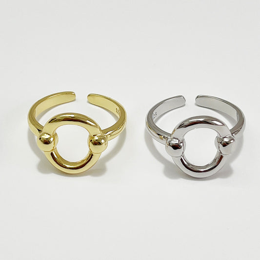 Anillo Ovalado Geométrico Bañado en Oro de Plata de Ley 925 Minimalista