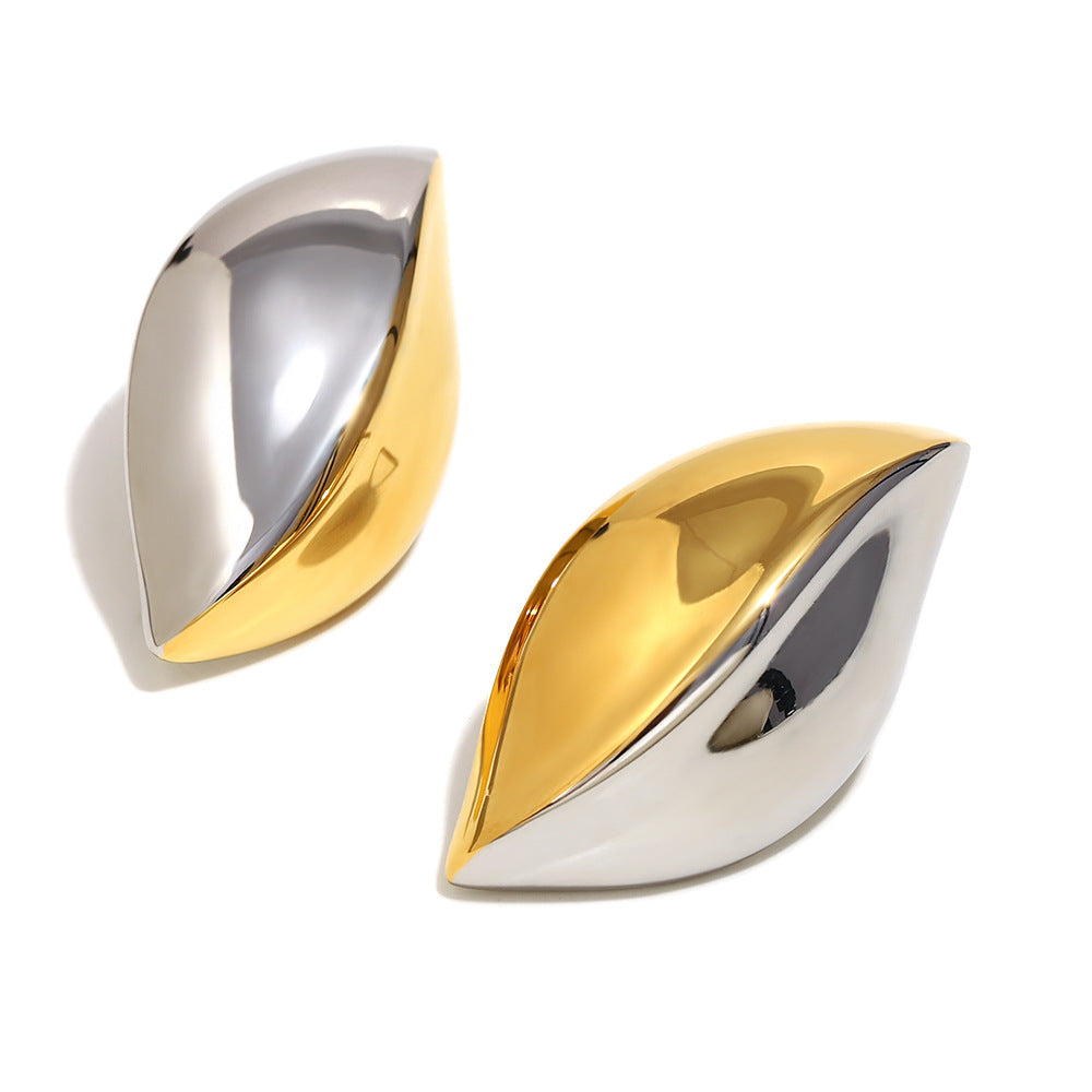 Orecchini da donna alla moda in acciaio inossidabile con geometria e placcatura in oro 18 carati