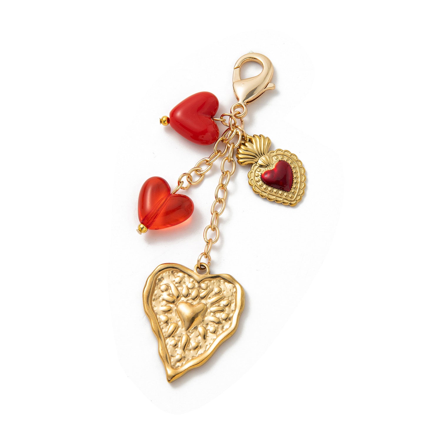 Geometric Heart Fruit Alloy Plated Bag Charm Keychain
