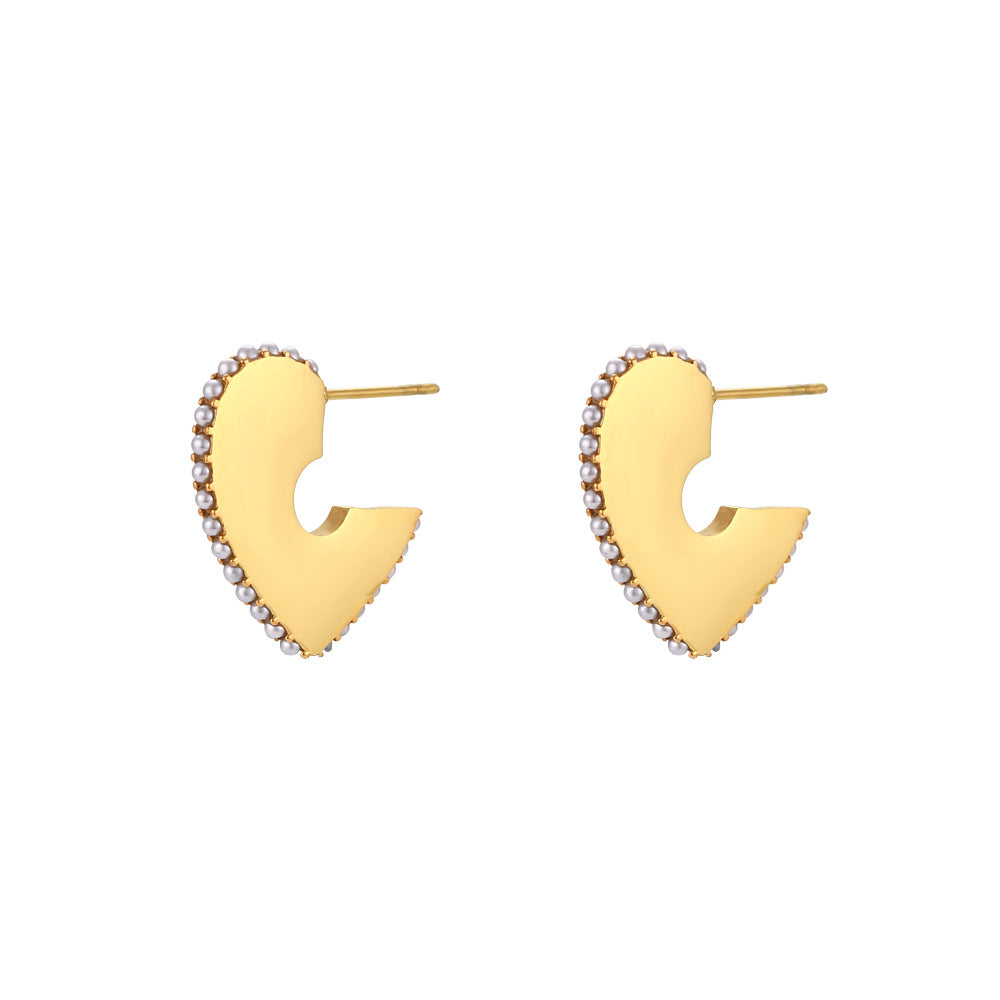 Minimalist Geometric Stainless Steel Hoop Earrings for Women with Polished Finish and Micro-Pave Detailing