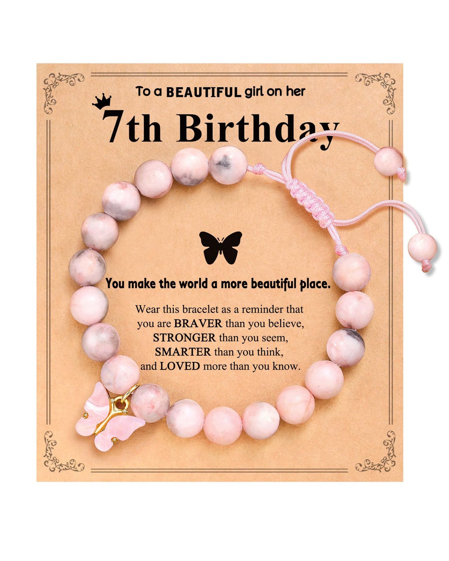 Sweet Zebra Print Agate Butterfly Bracelet Unisex Handmade Woven Bangle with Gift Card