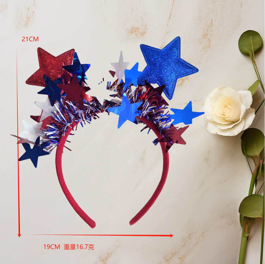 Patriotic Star Fabric Headband for Independence Day Party Unisex Hair Hoop