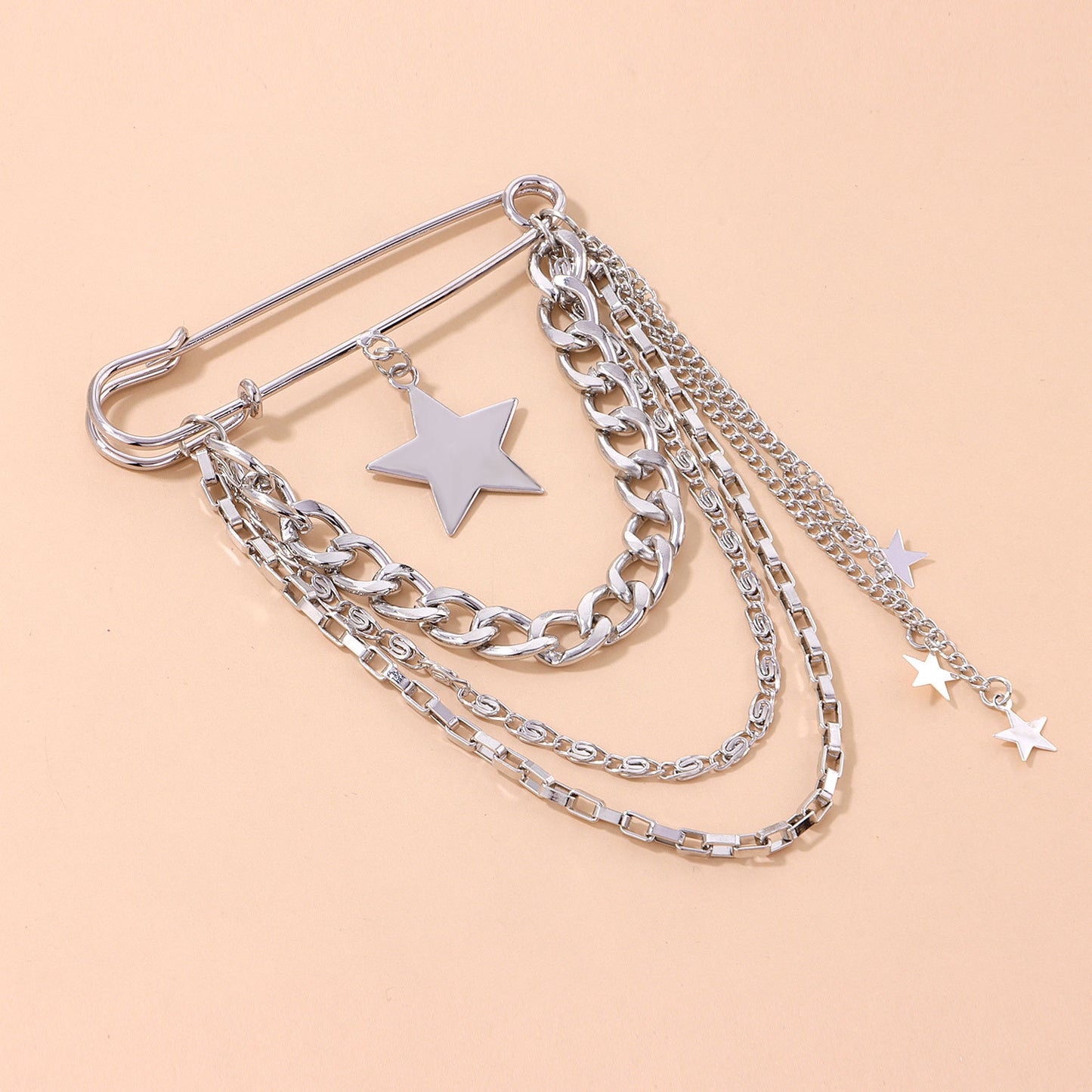 Hiphop Star-Shaped Brooch for Women Men Unisex Alloy Plated Geometric Design Fashion Jewelry Accessory