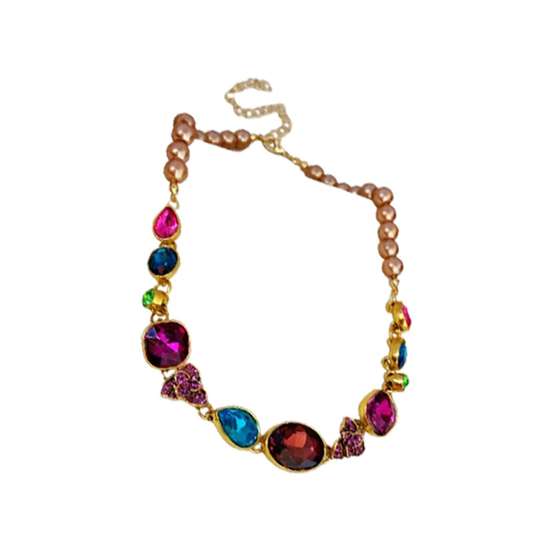 Orecchini pendenti floreali vintage da donna con intarsio in zircone su base in ottone elettrolitico