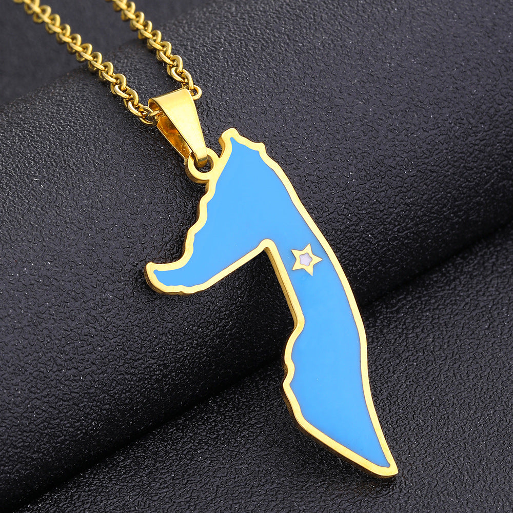Collar con colgante geométrico de acero de titanio con acabado chapado para unisex, estilo cadena de serpiente