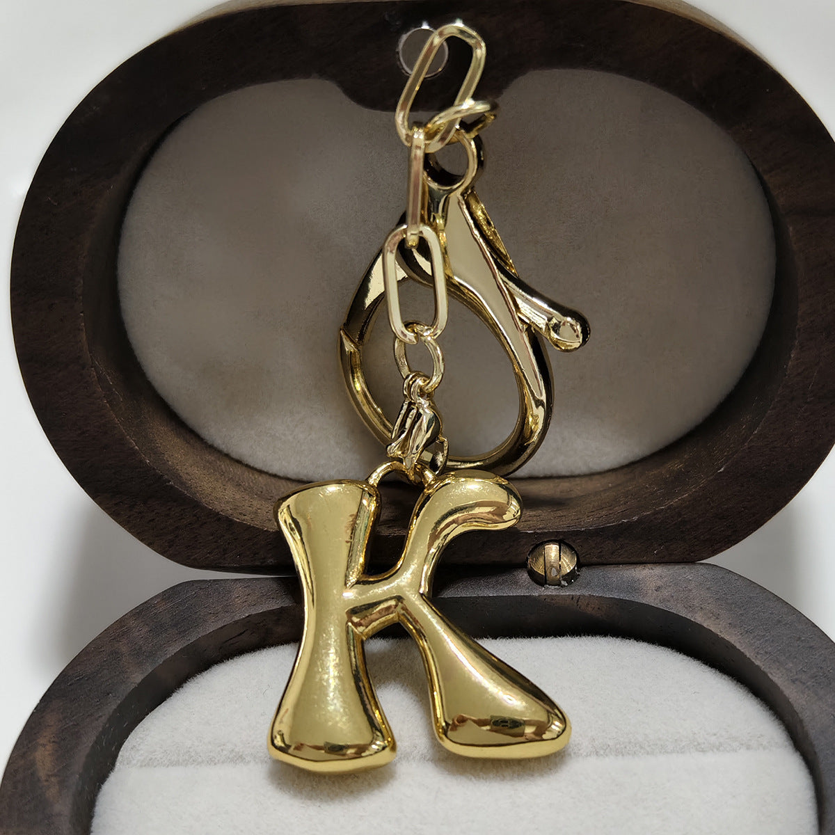 Minimalist 18K Gold Plated Letter Pendant Keychain for Brass