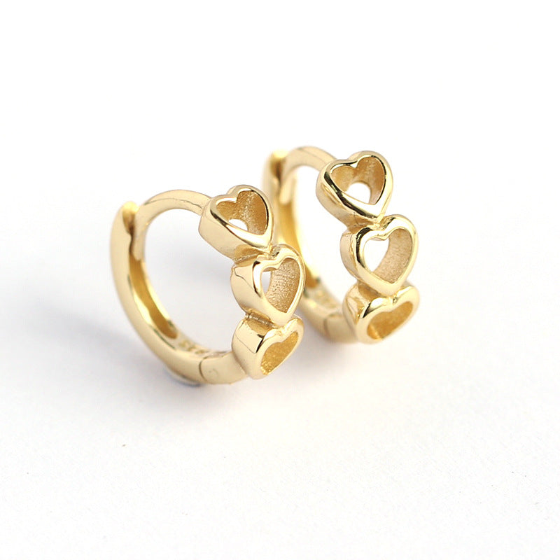 Minimalist Heart-Shaped S925 Sterling Silver Stud Earrings with Plated Finish for Women