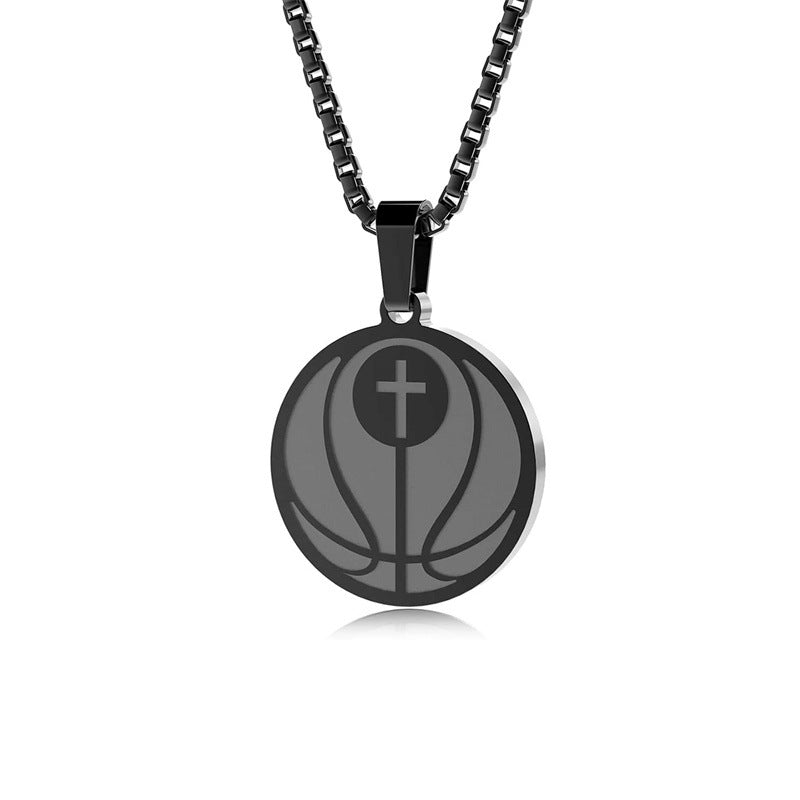 Minimalist Geometric Stainless Steel Pendant Necklace with Titanium Steel Charm and Electroplated Finish for Unisex Sports Style