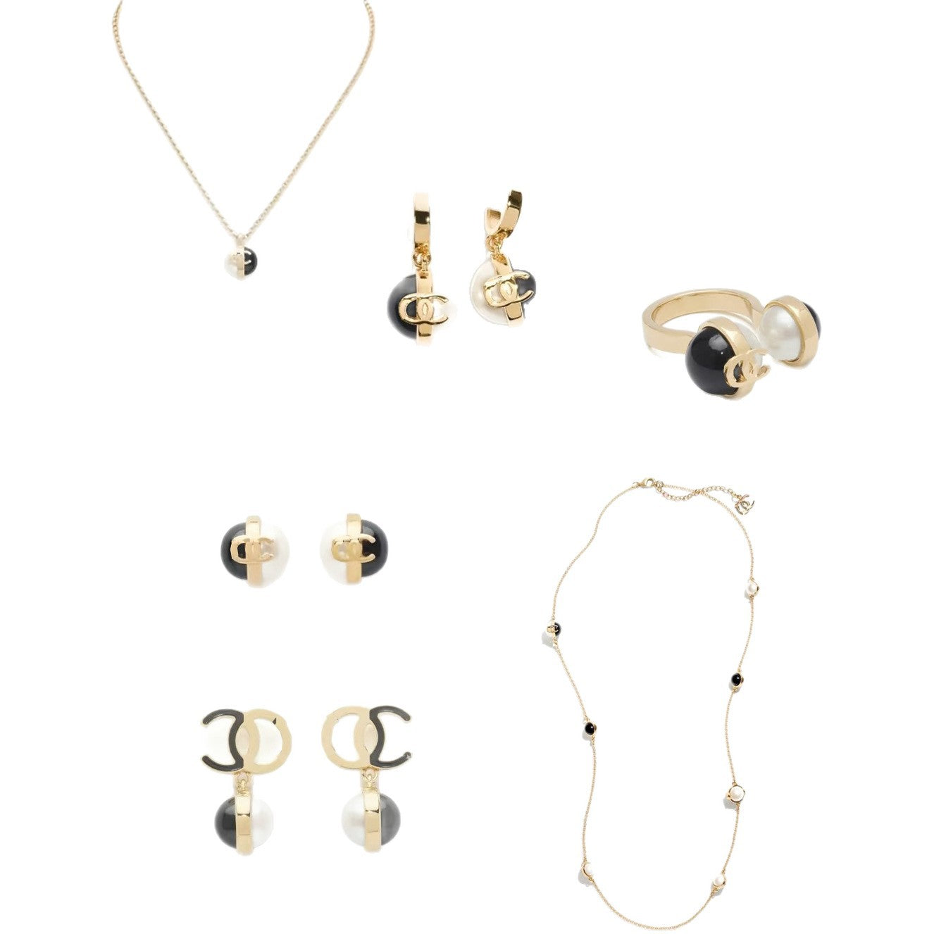 Elegant Gold Plated Brass Double C Letter Pearl Necklace for Women
