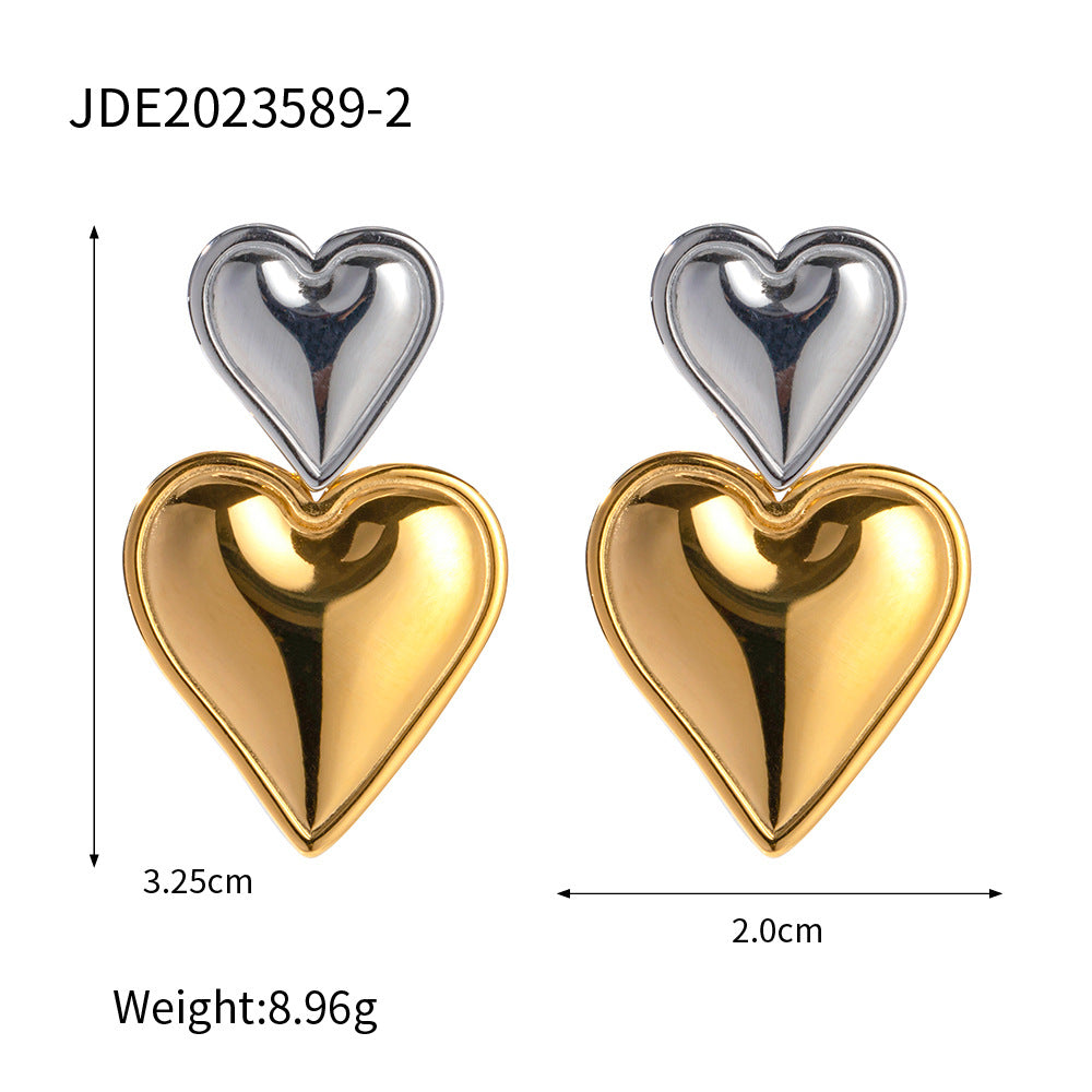 Plated Stainless Steel Heart Earrings for Women