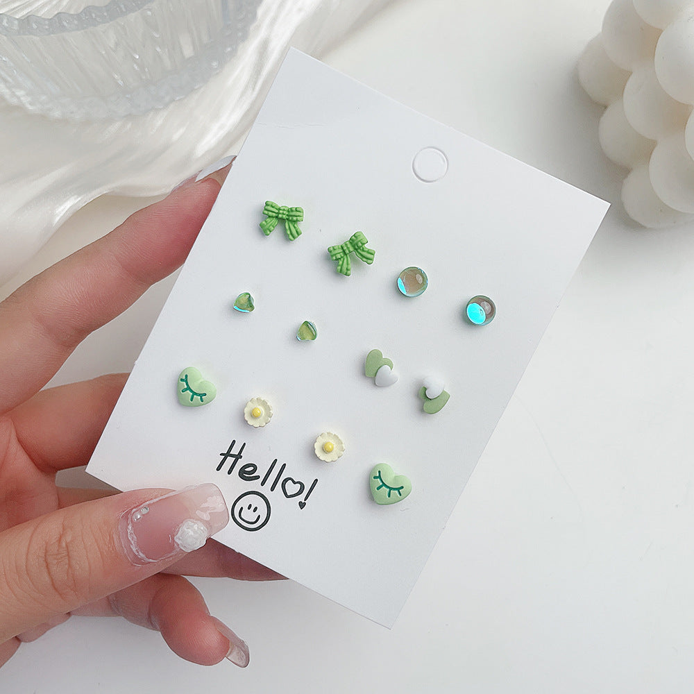 Sweet Ceramic Fruit Heart Butterfly Stud Earrings with Stainless Steel Posts