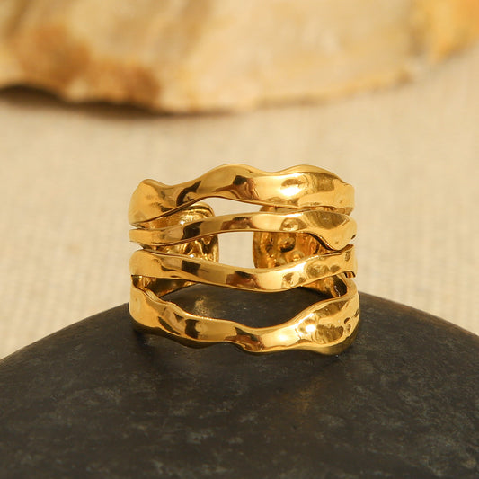 Minimalist Geometric Stainless Steel Open Ring for Women with Plated Finish and Clean Line Design