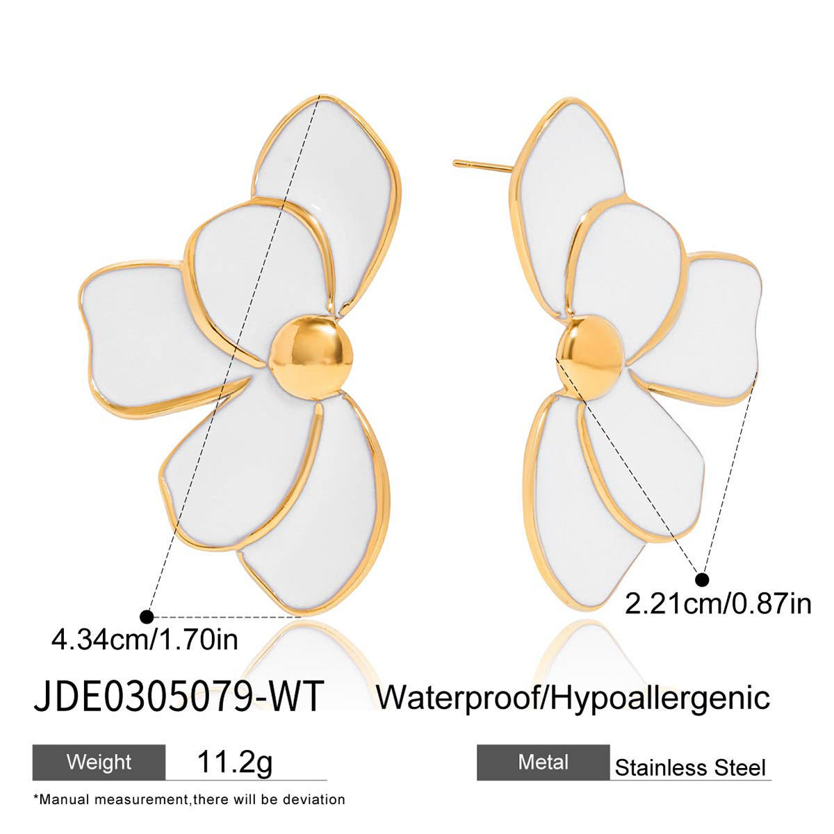 Orecchini da donna geometrici minimalisti in acciaio inossidabile smaltato con motivo floreale, ipoallergenici e resistenti allo sbiadimento