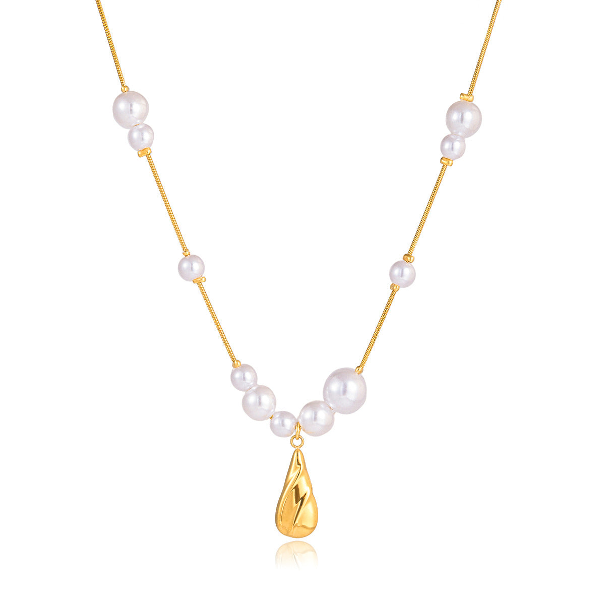 Collana da donna minimalista a goccia in acciaio al titanio con placcatura in oro sottovuoto PVD