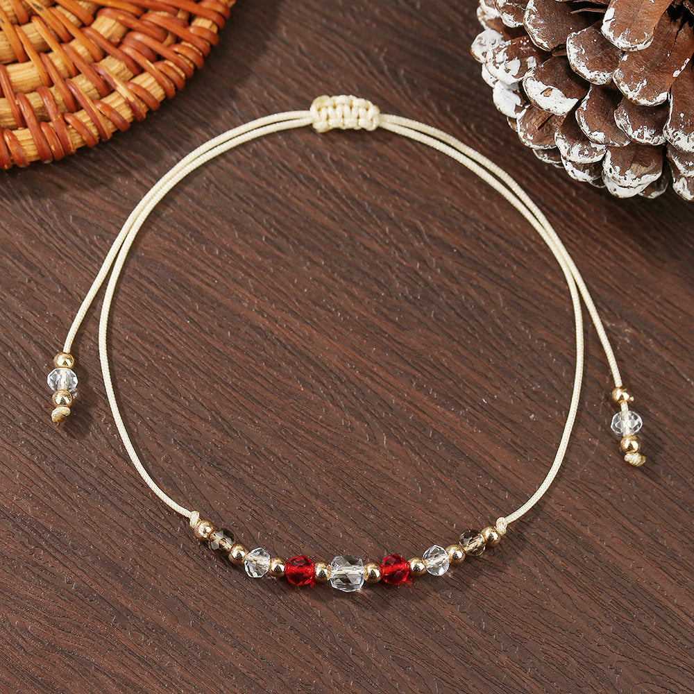 Handmade Geometric Heart Glass Bead and Pearl Bracelet for Women