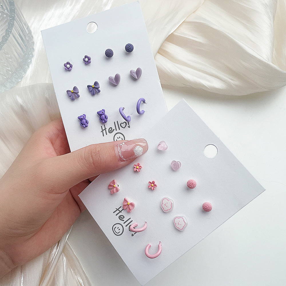 Sweet Ceramic Fruit Heart Butterfly Stud Earrings with Stainless Steel Posts