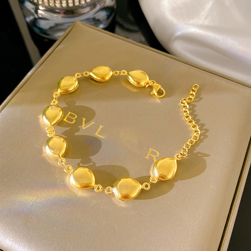 Minimalist Natural Teardrop Plated Titanium Steel Bracelet