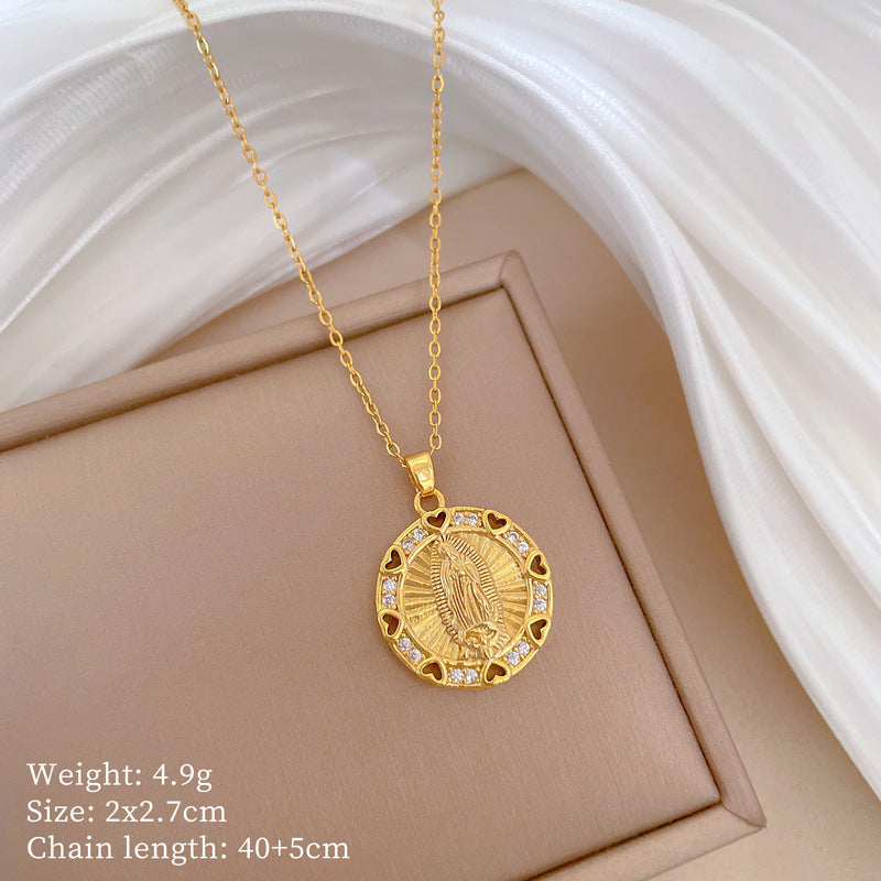 Collana Geometrica con Cielo Stellato da Donna con Strass Micro-Incastonati in Acciaio al Titanio, Stile Dolce, Fresco e Minimalista