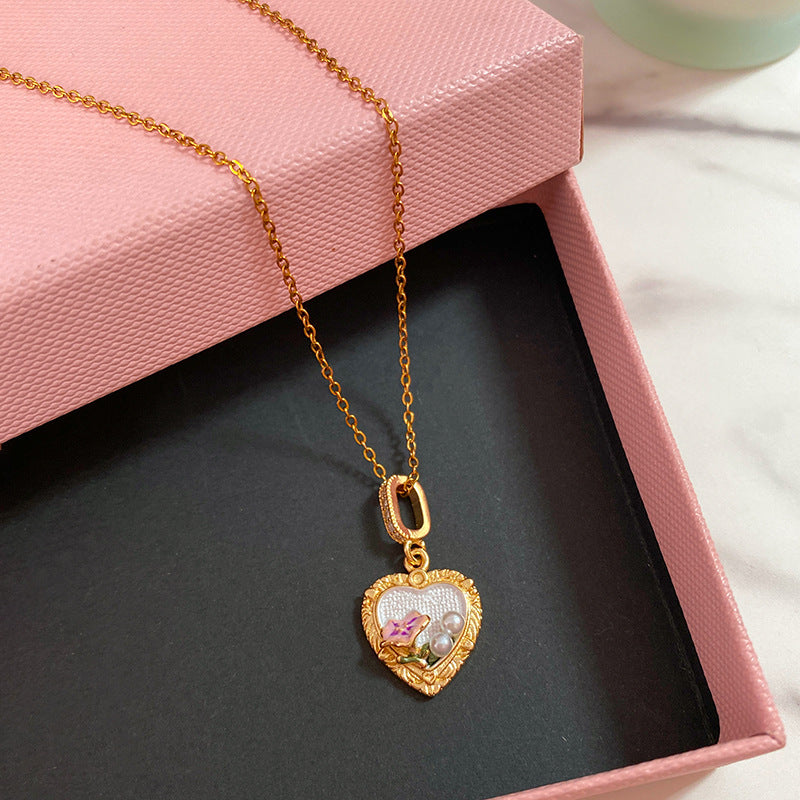 Minimalist Enamel Plated Floral Titanium Steel Necklace